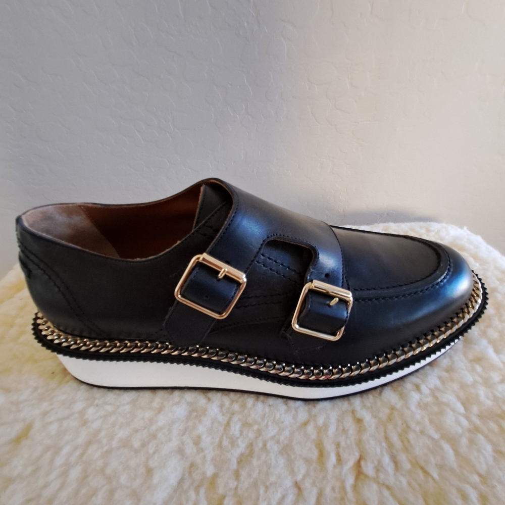 Givenchy Black Leather Monk Strap Derby with Gold Buckles - Picture 4 of 16